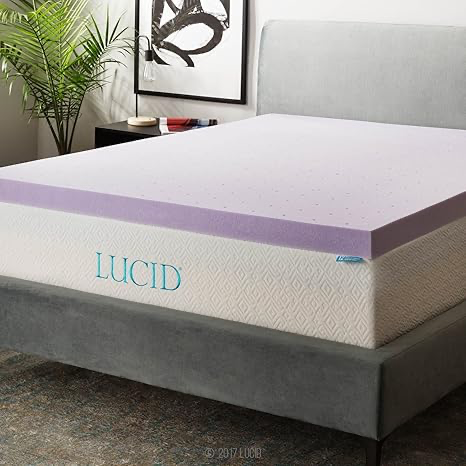 Sobrecolchón de espuma viscoelástica con infusión de lavanda 7.6 cm