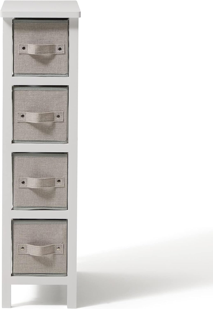 [EH0001DR408BC] Organizador de Cuatro cajones  Blanco/Piedra